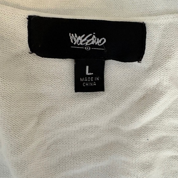 Mossimo White Cropped Cardigan Sweater Short Sleeve Button Front Women's L - Picture 4 of 12